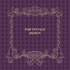 Vector frame with floral ornament on violet background.