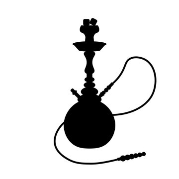 recommend clip art: Black hookah, shisha silhouette isolated on white background.