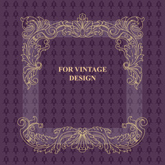 Vector frame with floral ornament on violet background.