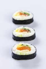 Set of sushi rolls isolated on a white background