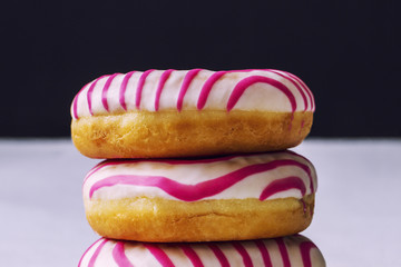 Closeup of fresh glazed donuts