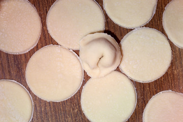 The dough rolled with circles.