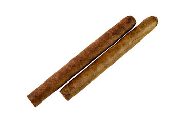 Two fine cigars on white background