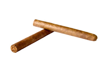 Two fine cigars on white background