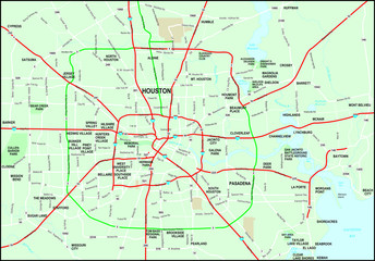 Houston Metro Map with Roads