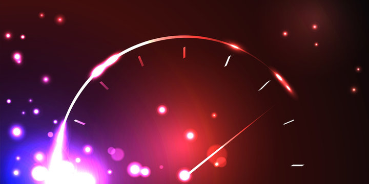 Abstract speedometer in the luminous background. Vector illustration.