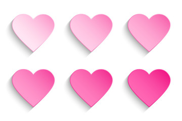 Set of pink hearts