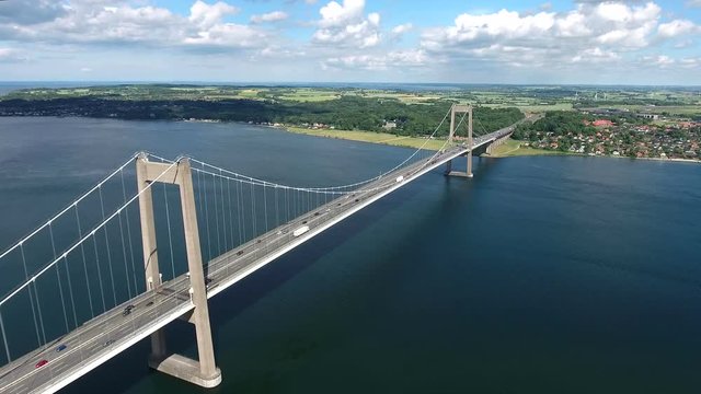 Lilleb&aelig;ltsbroen in Denmark, connecting Fyn and Jylland. Filmed with a professional grade 4K drone.