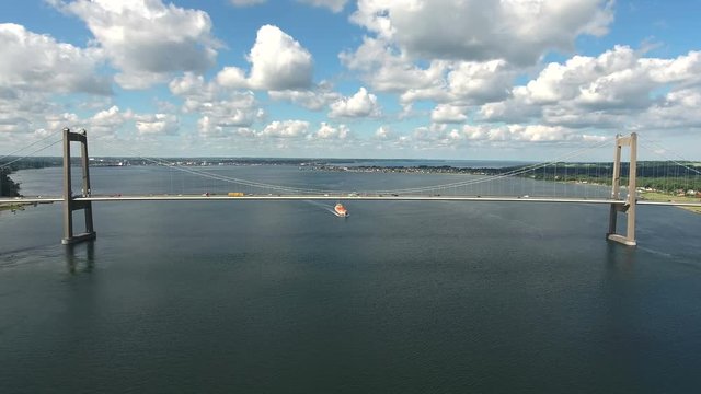 Lilleb&aelig;ltsbroen in Denmark, connecting Fyn and Jylland. Filmed with a professional grade 4K drone.