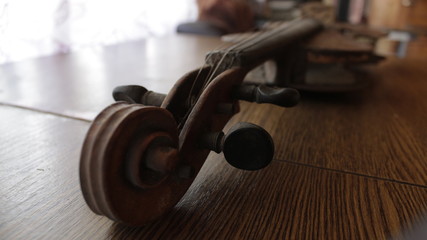 vintage violin neck on a table