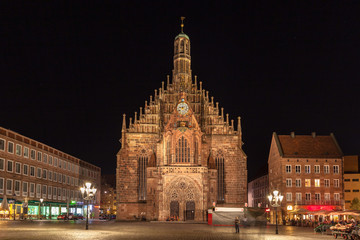 Night view of  Frauenkirche in Nuremberg