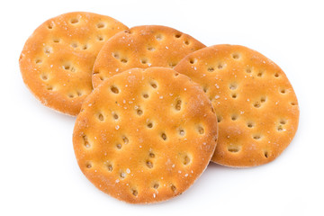 Short pastry cookies isolated on white background.