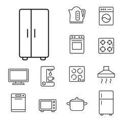 fridge freezer refrigerator condenser household appliance icons