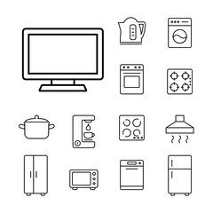 tv television monitor media household appliance icons set