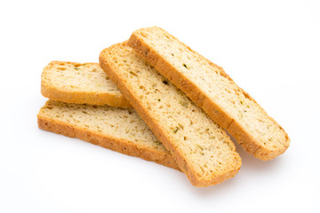 Garlic and herb bread slices. Eco food.