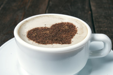 Coffee cup with heart shape