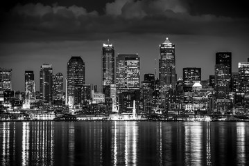 Seattle Night in Black and White