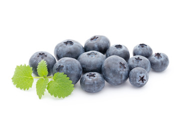 Group of fresh juisy blueberries isolated on white background.