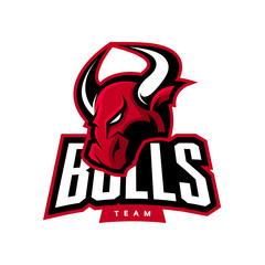 Red furious bull sport vector logo