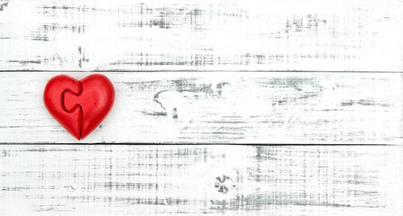 Valentines Day Love Red heart wooden background