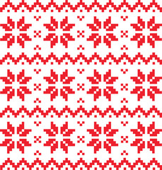 Fototapeta na wymiar Traditional pattern ornament with red stars and lines, Christmas style