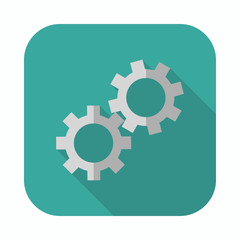 Gear long shadow flat icon vector illustration.