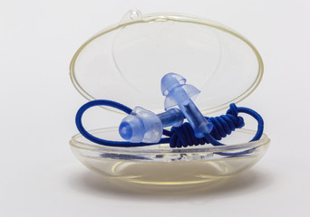 Ear plugs for swimming pool on white background