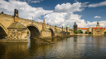 Fototapeta na wymiar view on Charles bridge (Karluv most), Prague, Czech republic