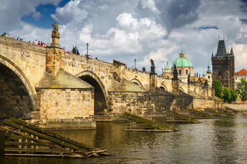 view on Charles bridge (Karluv most), Prague, Czech republic