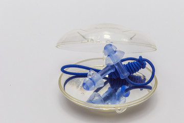 Ear plugs for swimming pool on white background