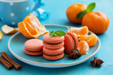 French pastry makaron. Selective focus.