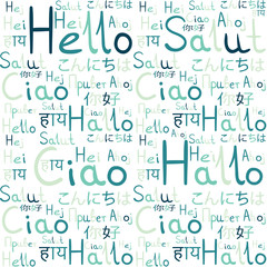 Hello all languages white background pattern blue freindship 4