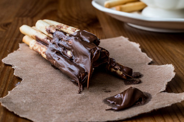 Grissini with Chocolate cream and tea or coffee.