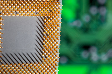 CPU with legs  against the printing motherboard.
