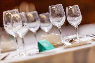 Wine glasses on a table