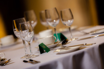 Wine glasses on a table