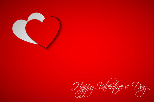 Happy Valentines day card with heart on red background, vector i