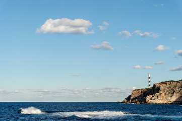 Lighthouse in the cliffs of Ibiza