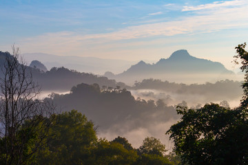 mountains in morning clounds in Mae Hong Son 02