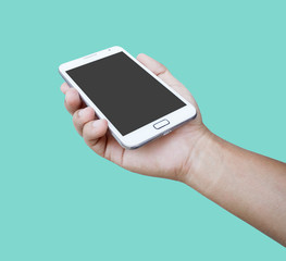 smart phone in a hand on white backgroundsmart phone in a hand o