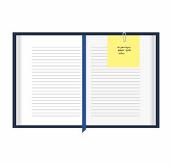 Blank open notebook  and scratch paper, Business template mock up for adding your text