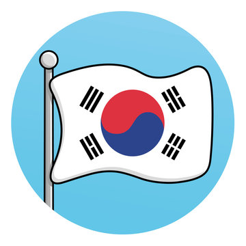 South Korea flag round icon.