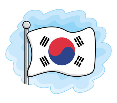 South Korea flag on a sky background.
