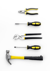 Tools for repairing top view on white background