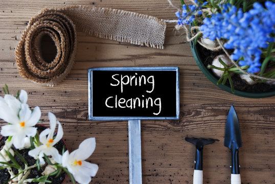 Flowers, Sign, Text Spring Cleaning