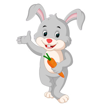 cartoon rabbit holding carrot 