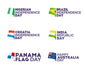 Set Flag theme holiday - Independence Day, Flag Day, Respublic Day. Logo, emblem