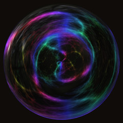 Rainbow soap bubble on black background