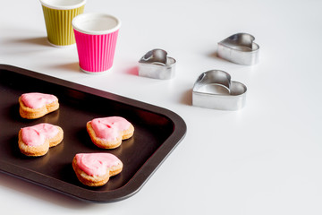 cookies for Valentine's Day heartshaped on white background
