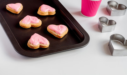 cookies for Valentine's Day heartshaped on white background